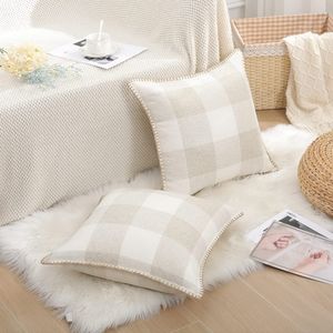 (2) decorUhome Farmhouse Buffalo Plaid Check Pillow Covers 18 x 18